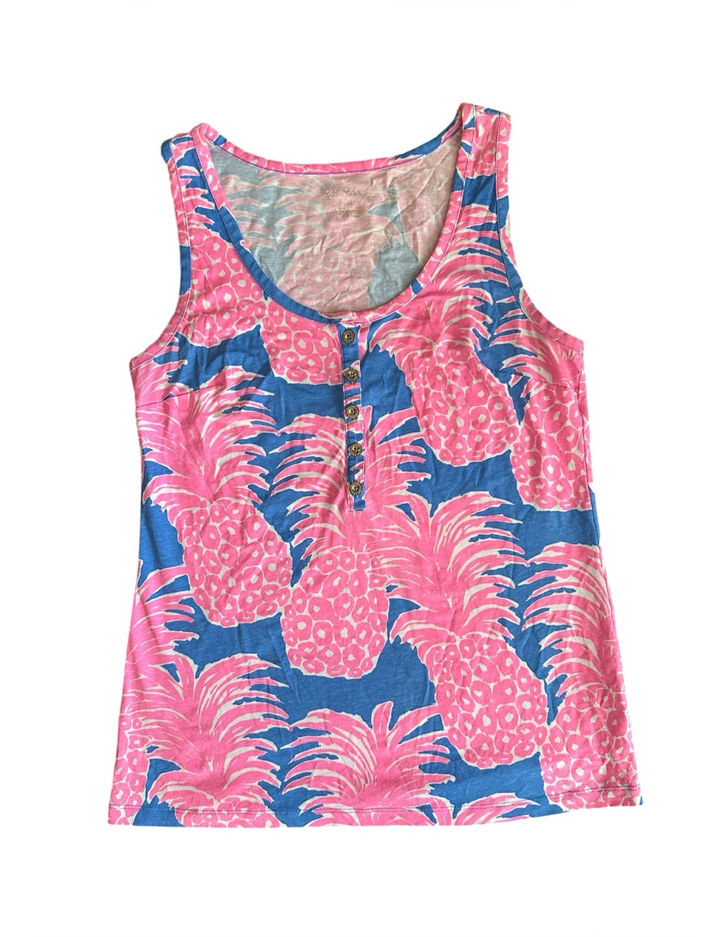 Lilly Pulitzer EUC | Pink & Blue Pineapple Print Tank Top | Size Medium